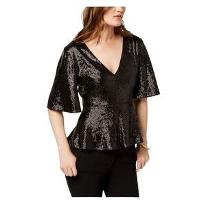 RACHEL ZOE Womens Sequin Clover Baby Doll Blouse, Style # F18T300, Size 2 NWT